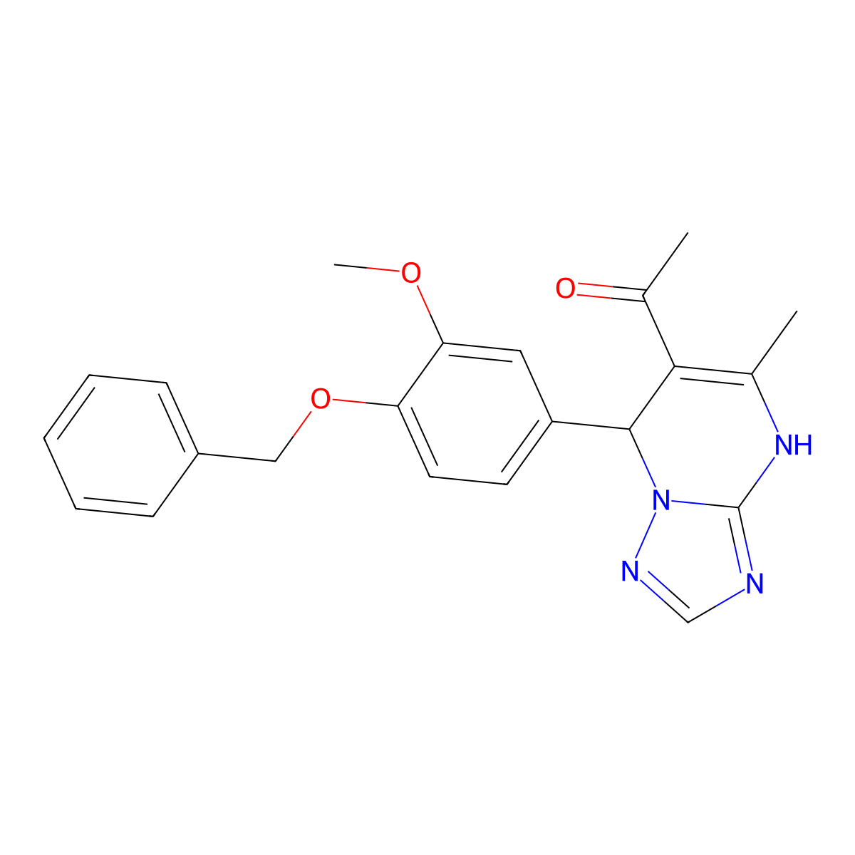 1-{7-[4-(Benzyloxy)-3-methoxyphenyl]-5-methyl-4,7-dihydro[1,2,4]triazolo[1,5-a]pyrimidin-6-yl}ethanone molecular structure, CAS 361481-31-4