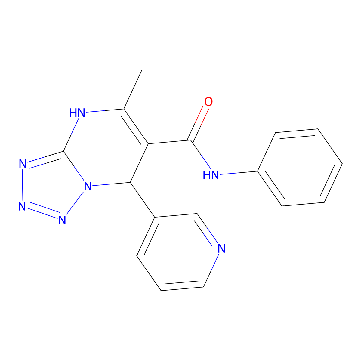 5-methyl-N-phenyl-7-(pyridin-3-yl)-4,7-dihydrotetrazolo[1,5-a]pyrimidine-6-carboxamide molecular structure, CAS 361481-47-2