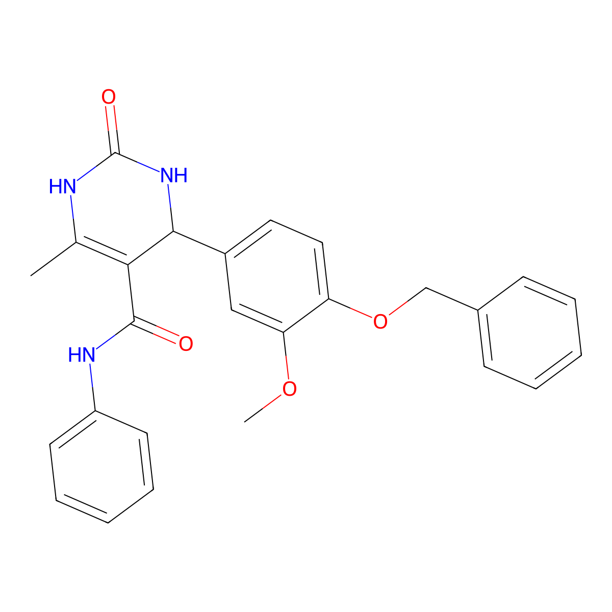 6-methyl-4-{3-(methyloxy)-4-[(phenylmethyl)oxy]phenyl}-2-oxo-N-phenyl-1,2,3,4-tetrahydropyrimidine-5-carboxamide molecular structure, CAS 361481-59-6