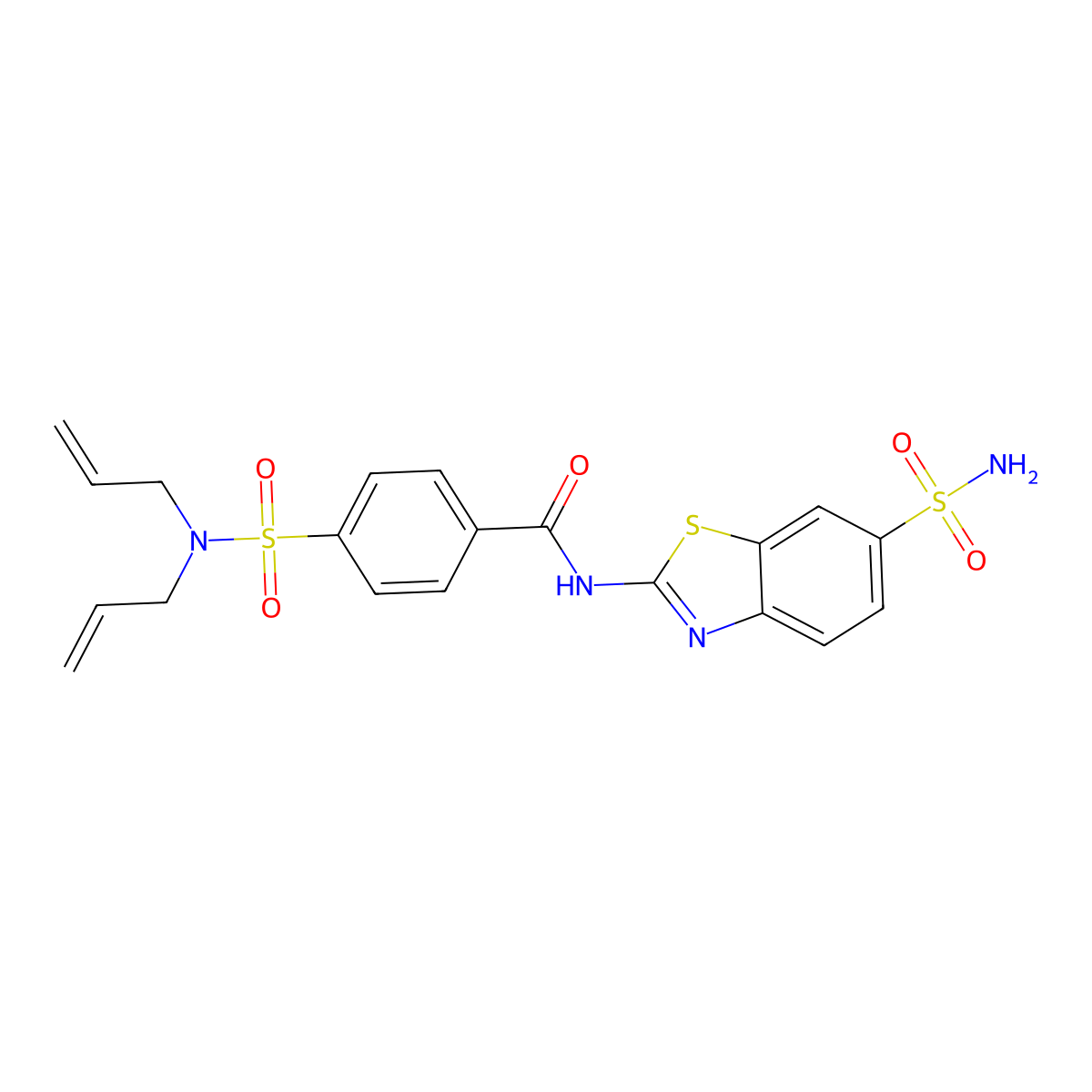 4-(N,N-diallylsulfamoyl)-N-(6-sulfamoylbenzo[d]thiazol-2-yl)benzamide molecular structure, CAS 361481-62-1