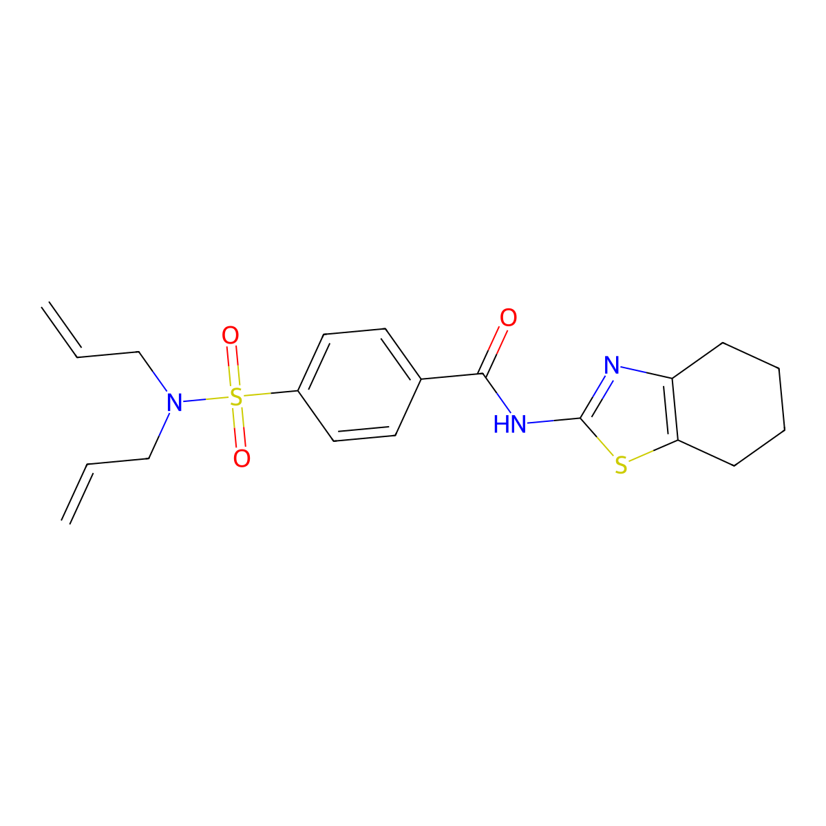 4-(N,N-diallylsulfamoyl)-N-(4,5,6,7-tetrahydrobenzo[d]thiazol-2-yl)benzamide molecular structure, CAS 361481-64-3