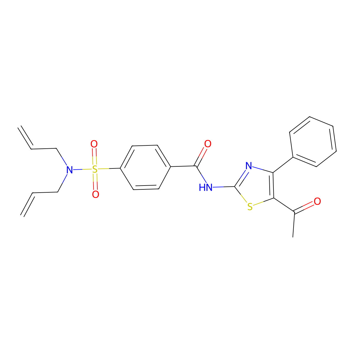 N-(5-acetyl-4-phenylthiazol-2-yl)-4-(N,N-diallylsulfamoyl)benzamide molecular structure, CAS 361481-66-5