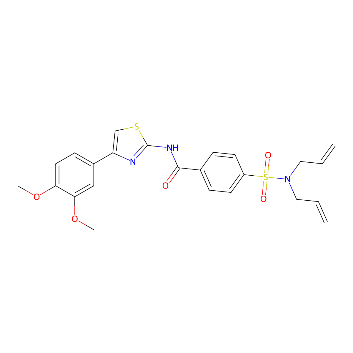 4-(N,N-diallylsulfamoyl)-N-(4-(3,4-dimethoxyphenyl)thiazol-2-yl)benzamide molecular structure, CAS 361481-67-6