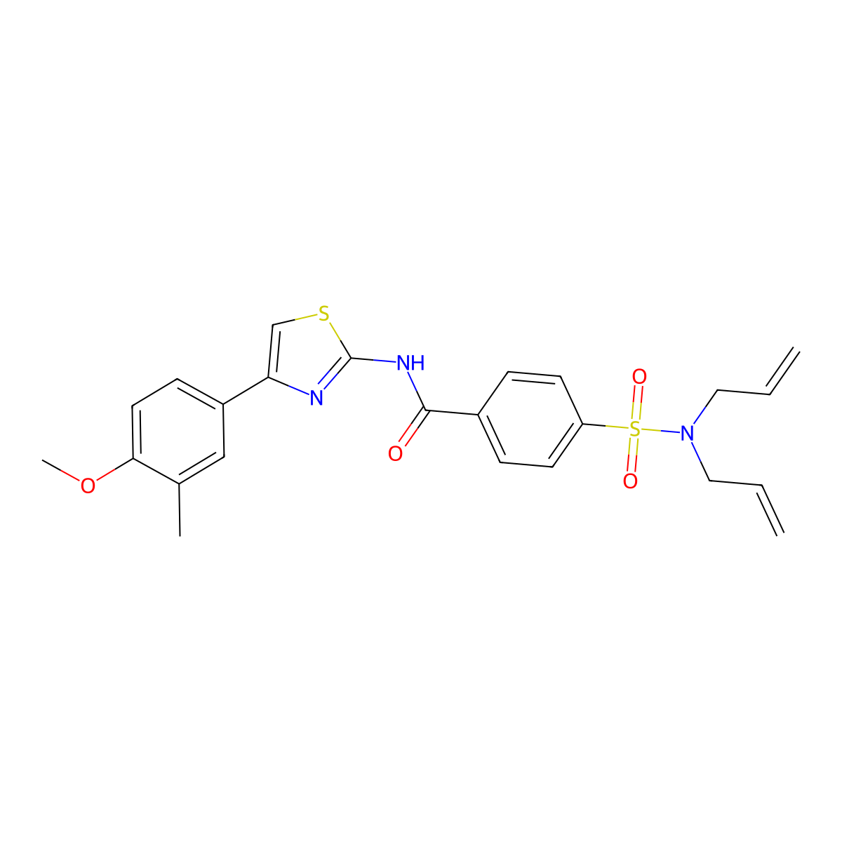 4-(N,N-diallylsulfamoyl)-N-(4-(4-methoxy-3-methylphenyl)thiazol-2-yl)benzamide molecular structure, CAS 361481-68-7
