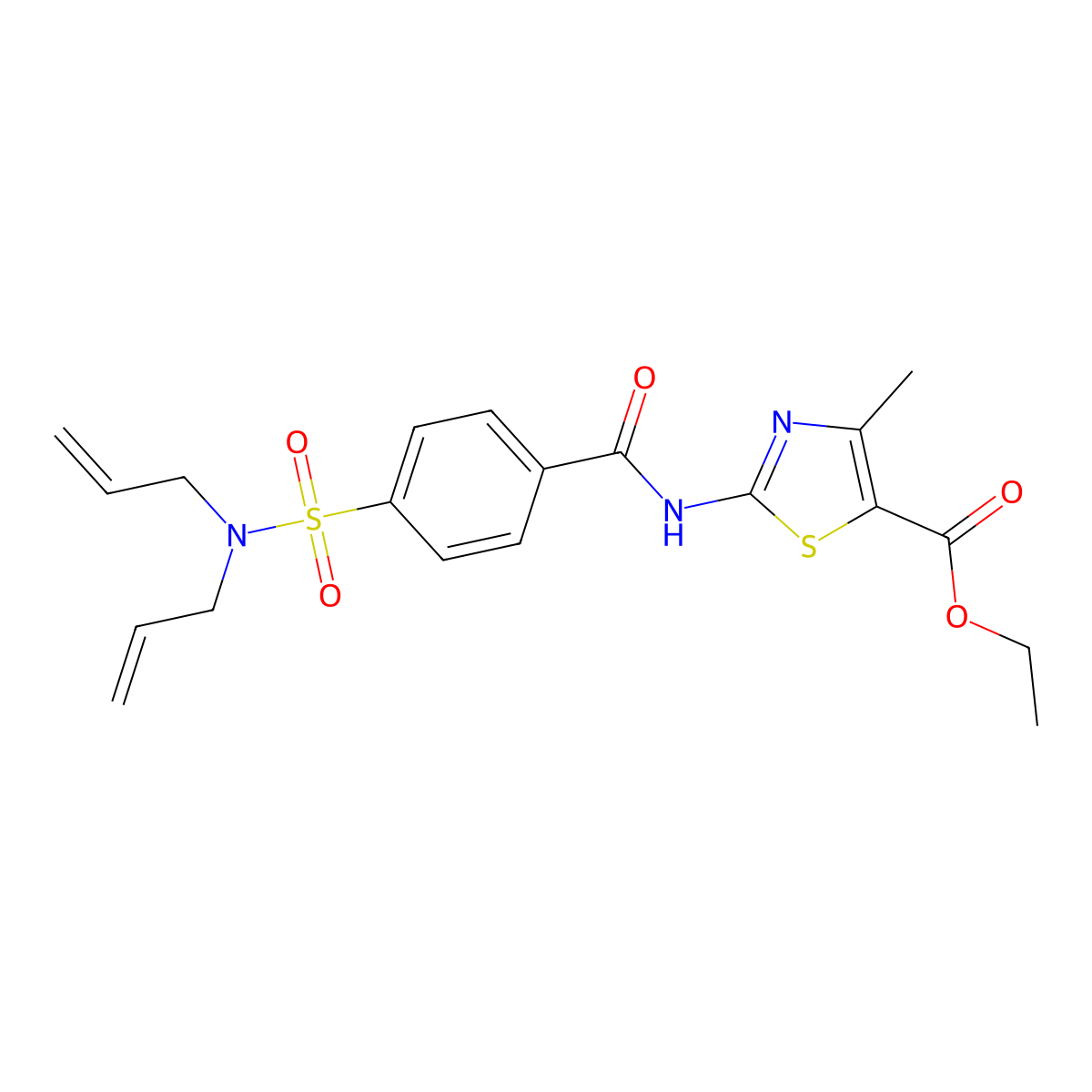 ethyl 2-(4-(N,N-diallylsulfamoyl)benzamido)-4-methylthiazole-5-carboxylate molecular structure, CAS 361481-69-8