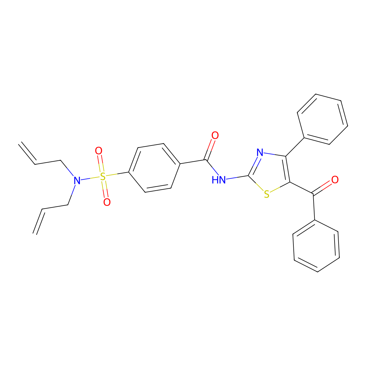 N-(5-benzoyl-4-phenylthiazol-2-yl)-4-(N,N-diallylsulfamoyl)benzamide molecular structure, CAS 361481-70-1