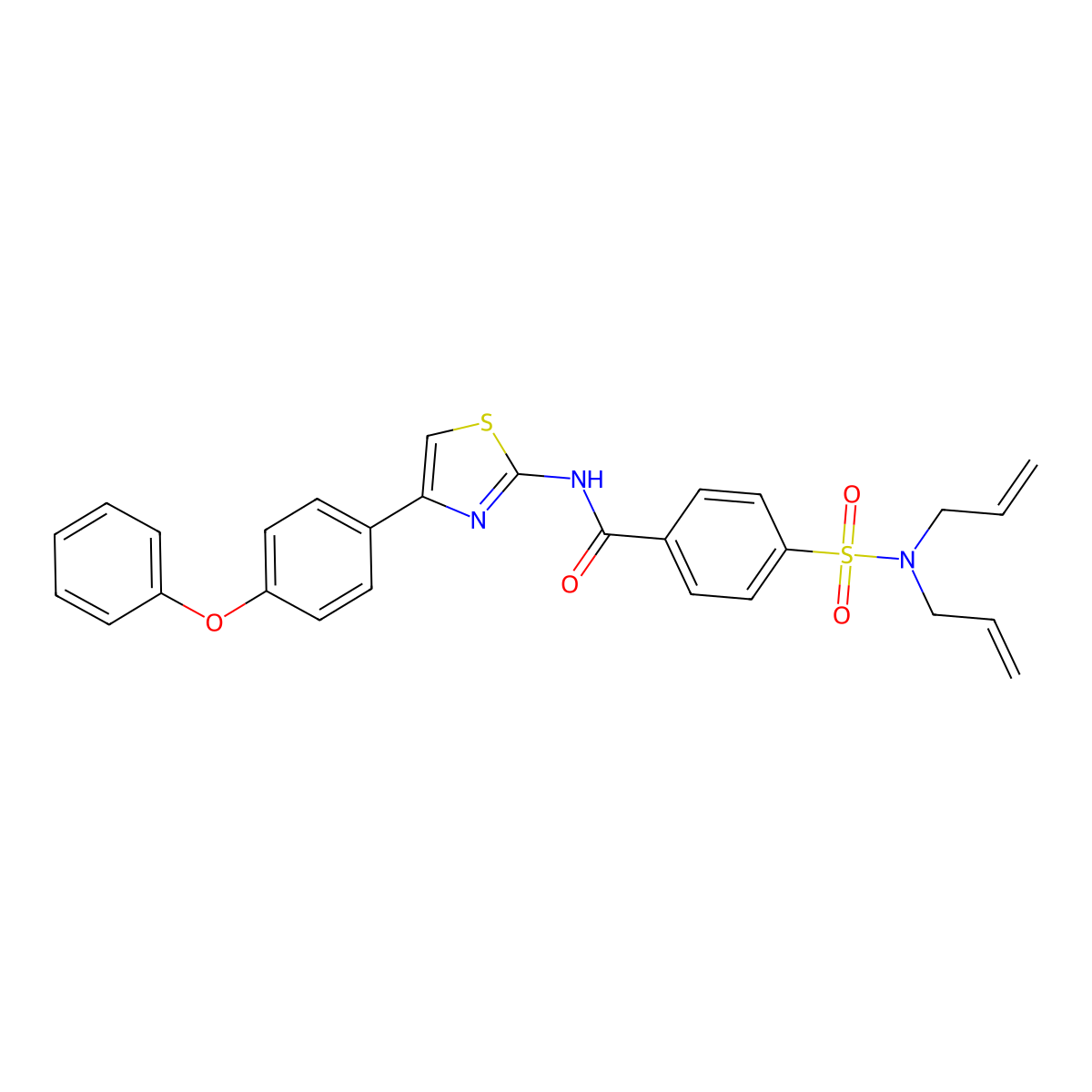 4-(N,N-diallylsulfamoyl)-N-(4-(4-phenoxyphenyl)thiazol-2-yl)benzamide molecular structure, CAS 361481-71-2
