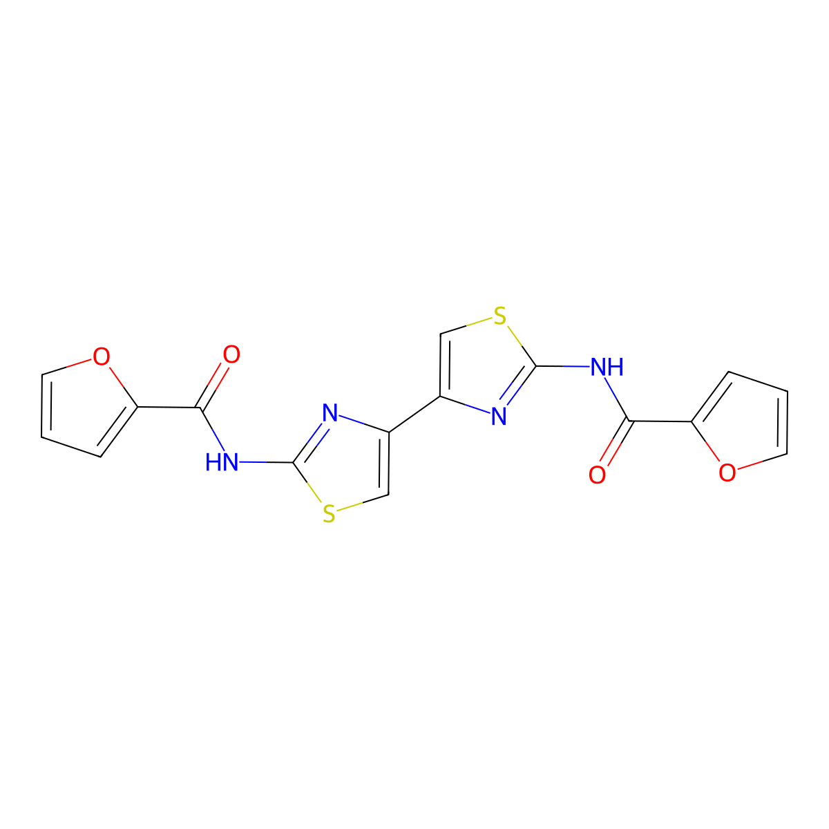 N-[4-[2-(furan-2-carbonylamino)-1,3-thiazol-4-yl]-1,3-thiazol-2-yl]furan-2-carboxamide molecular structure, CAS 361481-73-4
