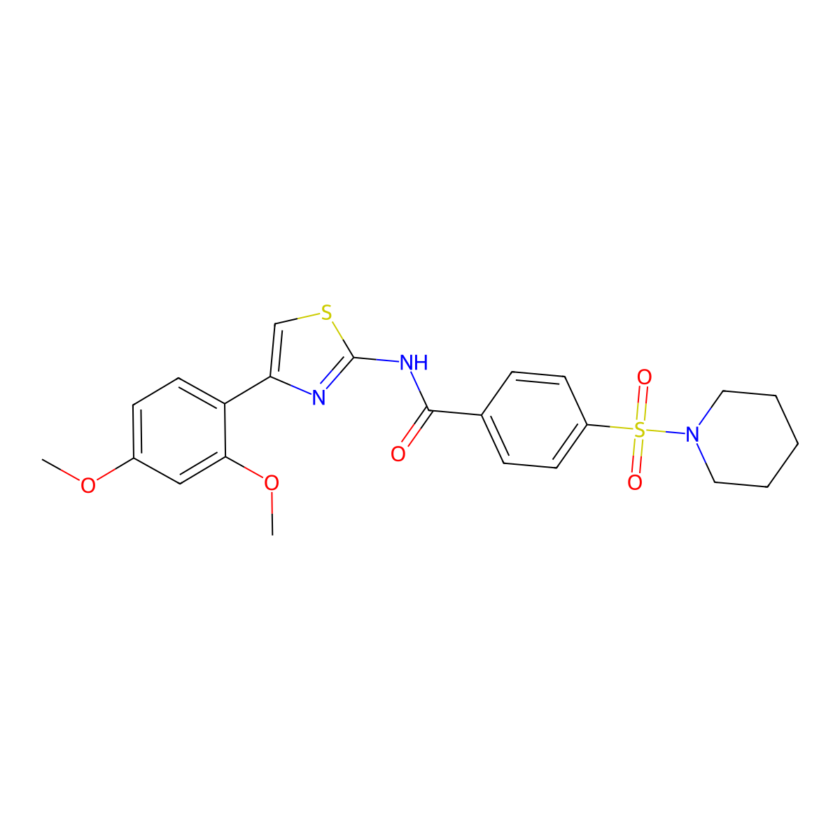 N-(4-(2,4-dimethoxyphenyl)thiazol-2-yl)-4-(piperidin-1-ylsulfonyl)benzamide molecular structure, CAS 361481-76-7