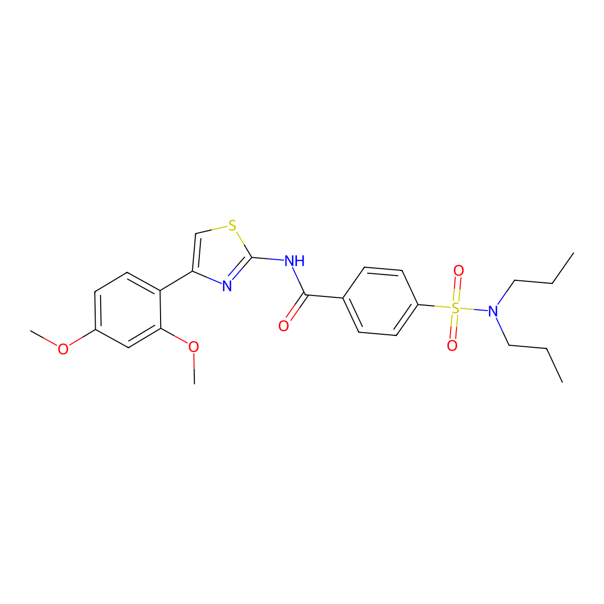N-[4-(2,4-dimethoxyphenyl)-1,3-thiazol-2-yl]-4-(dipropylsulfamoyl)benzamide molecular structure, CAS 361481-77-8