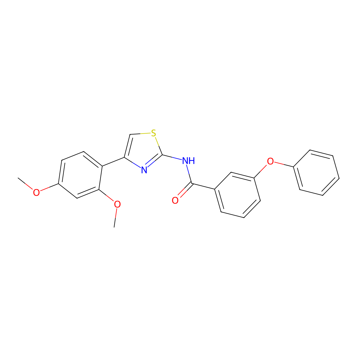 N-[4-(2,4-dimethoxyphenyl)-1,3-thiazol-2-yl]-3-phenoxybenzamide molecular structure, CAS 361481-79-0