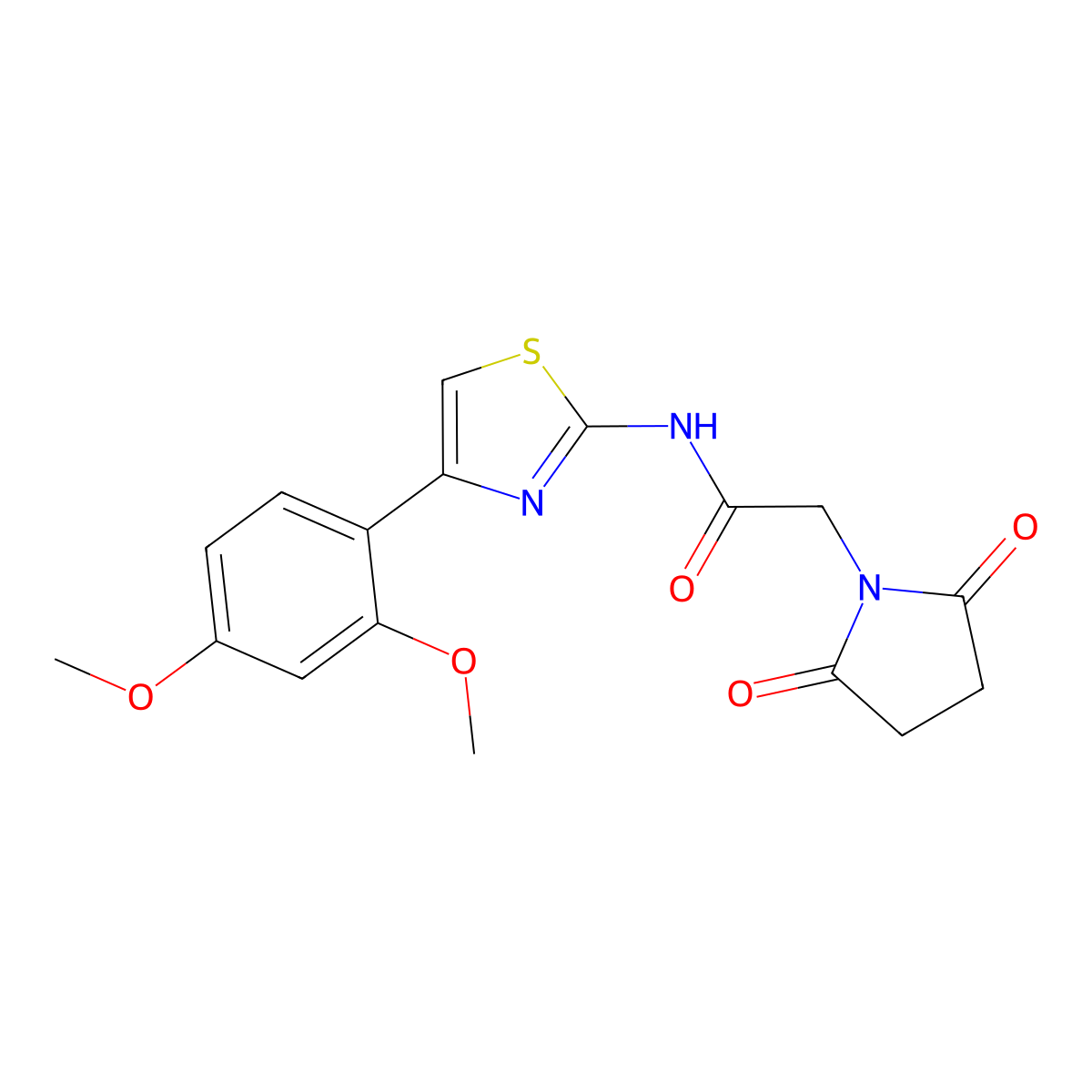 N-[4-(2,4-dimethoxyphenyl)-1,3-thiazol-2-yl]-2-(2,5-dioxopyrrolidin-1-yl)acetamide molecular structure, CAS 361481-82-5