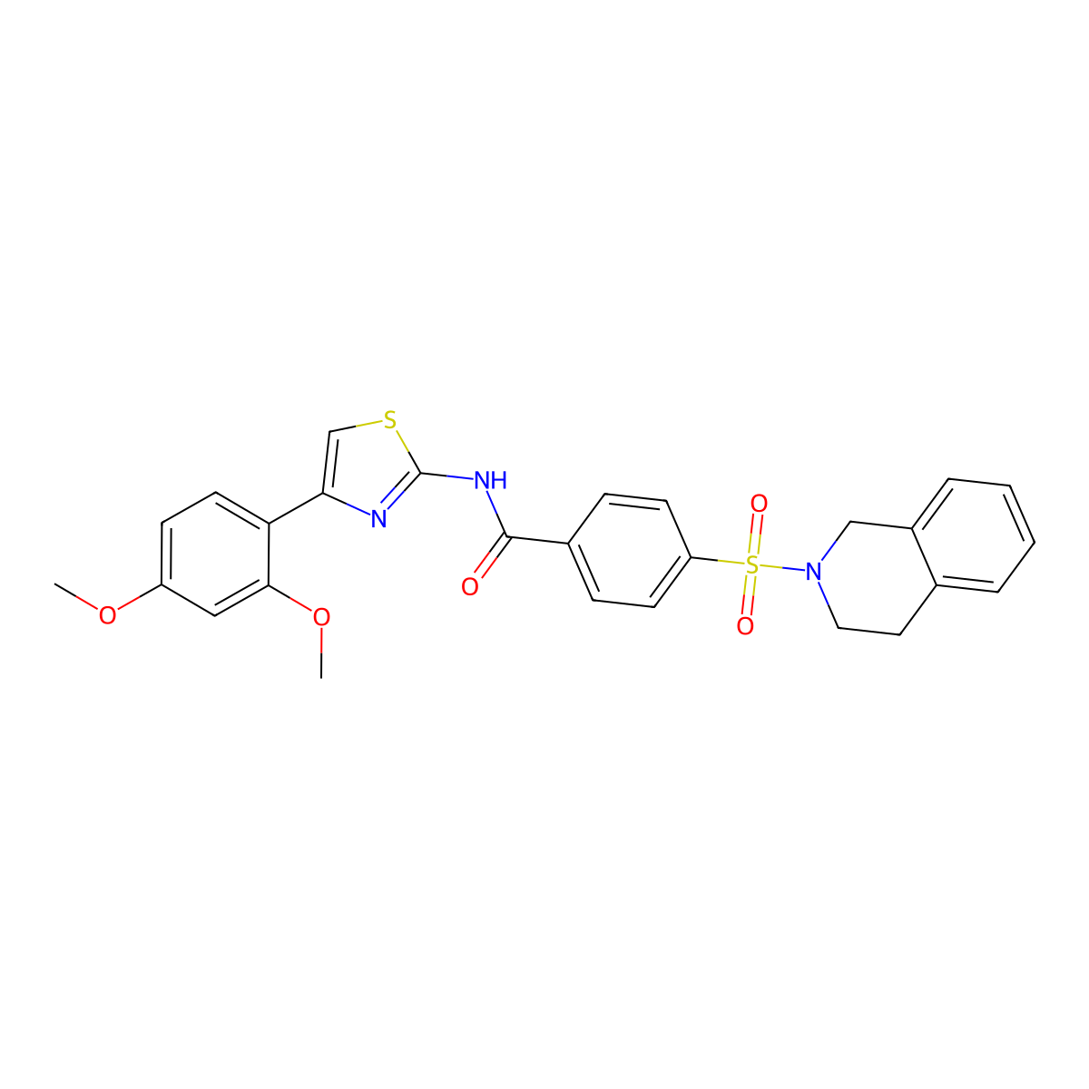 4-((3,4-dihydroisoquinolin-2(1H)-yl)sulfonyl)-N-(4-(2,4-dimethoxyphenyl)thiazol-2-yl)benzamide molecular structure, CAS 361481-83-6