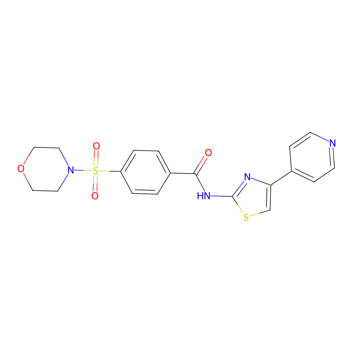 4-(morpholinosulfonyl)-N-(4-(pyridin-4-yl)thiazol-2-yl)benzamide molecular structure, CAS 361481-85-8