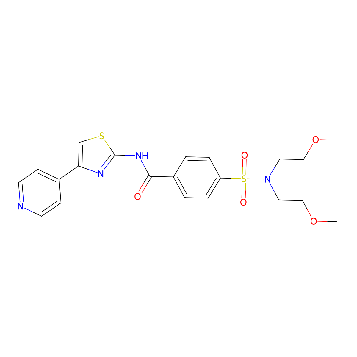 4-[bis(2-methoxyethyl)sulfamoyl]-N-(4-pyridin-4-yl-1,3-thiazol-2-yl)benzamide molecular structure, CAS 361481-87-0