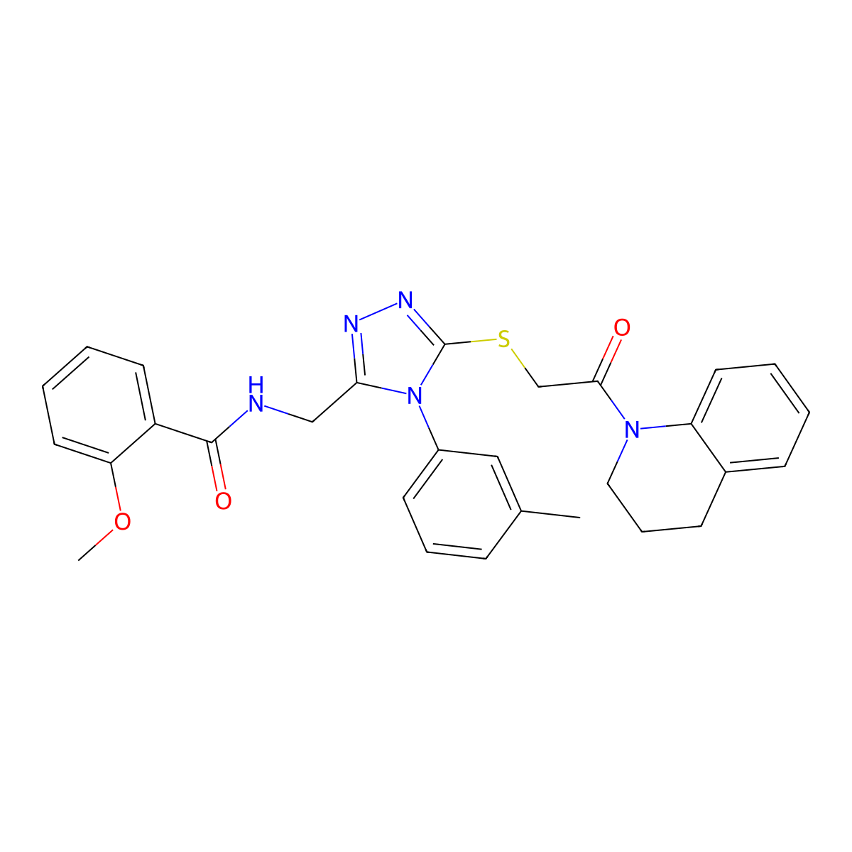N-((5-((2-(3,4-dihydroquinolin-1(2H)-yl)-2-oxoethyl)thio)-4-(m-tolyl)-4H-1,2,4-triazol-3-yl)methyl)-2-methoxybenzamide molecular structure, CAS 361481-93-8