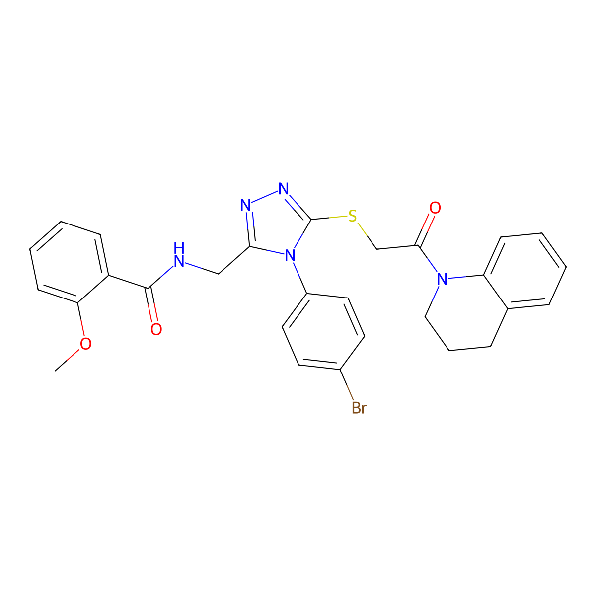 N-((4-(4-bromophenyl)-5-((2-(3,4-dihydroquinolin-1(2H)-yl)-2-oxoethyl)thio)-4H-1,2,4-triazol-3-yl)methyl)-2-methoxybenzamide molecular structure, CAS 361481-94-9