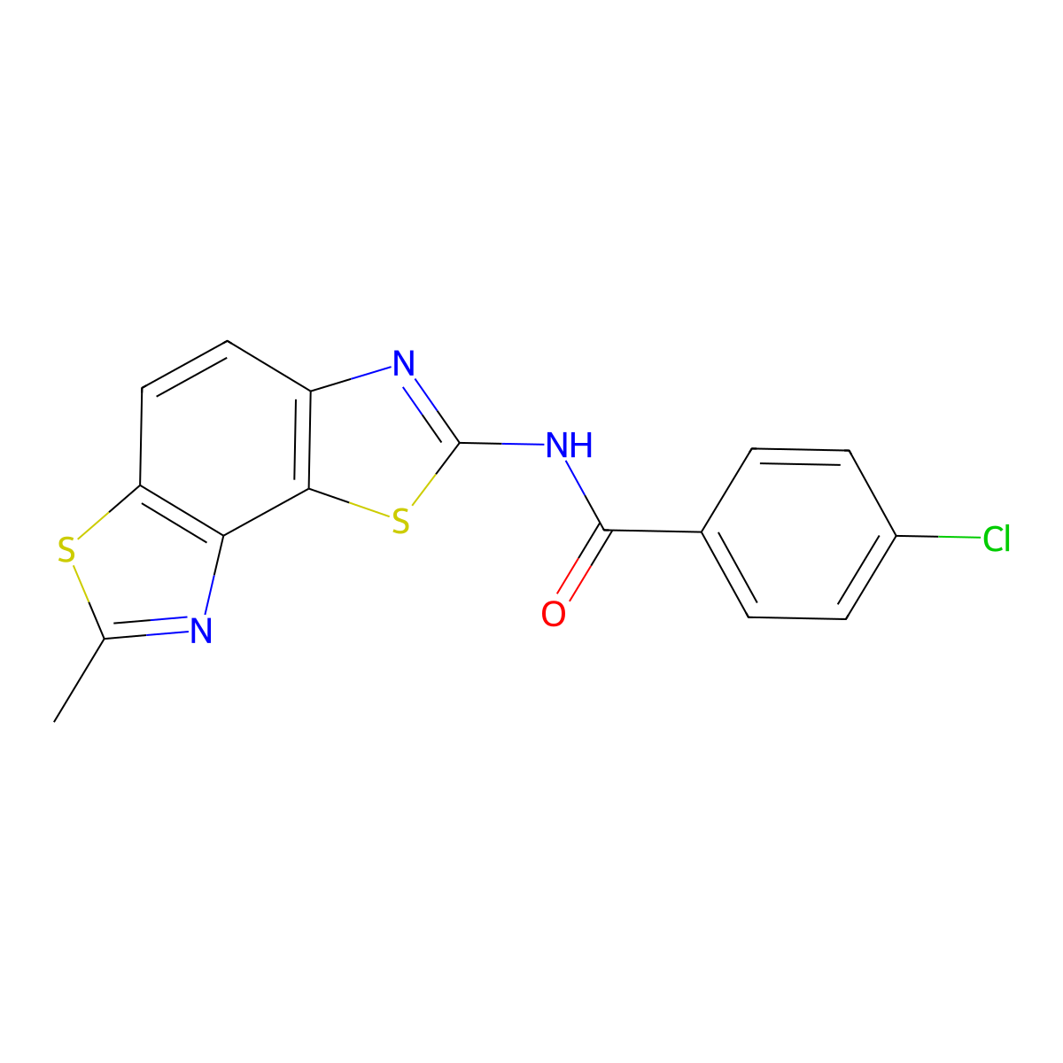 4-chloro-N-(7-methyl-[1,3]thiazolo[5,4-e][1,3]benzothiazol-2-yl)benzamide molecular structure, CAS 361482-01-1