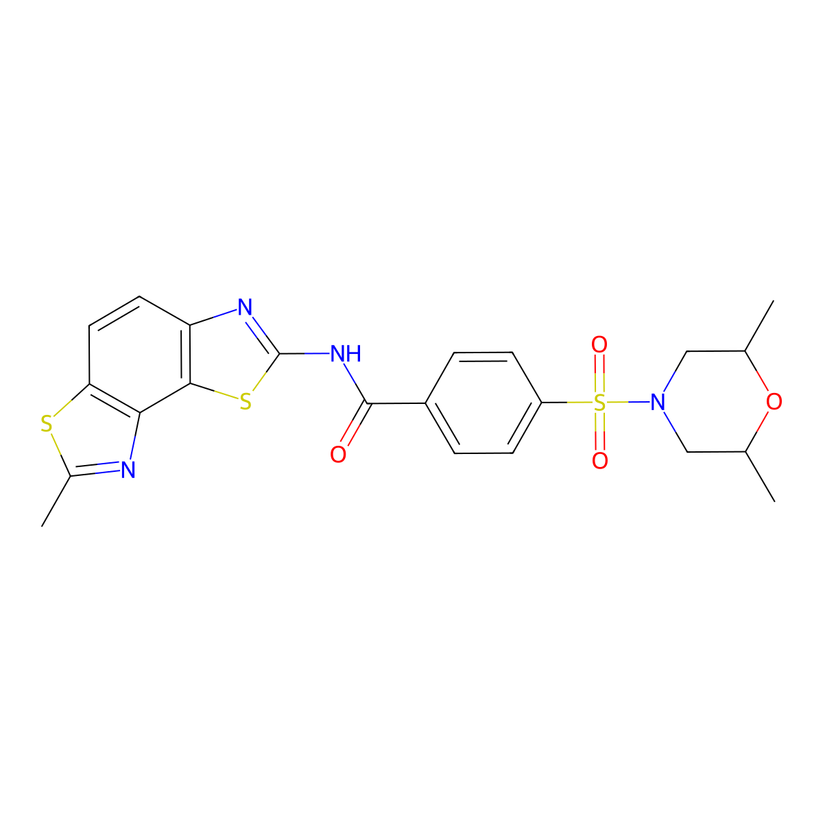 4-(2,6-dimethylmorpholin-4-yl)sulfonyl-N-(7-methyl-[1,3]thiazolo[5,4-e][1,3]benzothiazol-2-yl)benzamide molecular structure, CAS 361482-13-5