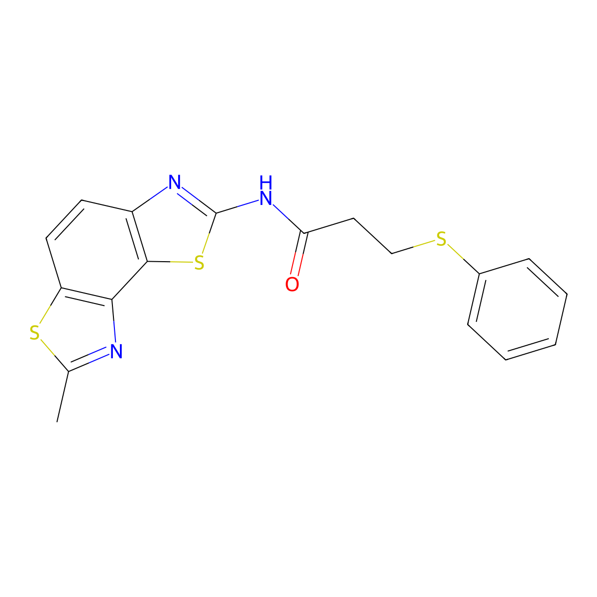 N-(7-methyl-[1,3]thiazolo[5,4-e][1,3]benzothiazol-2-yl)-3-phenylsulfanylpropanamide molecular structure, CAS 361482-16-8