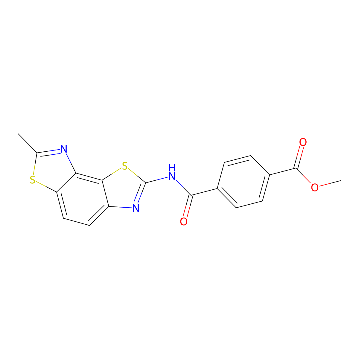 Methyl 4-[(7-methyl-[1,3]thiazolo[5,4-e][1,3]benzothiazol-2-yl)carbamoyl]benzoate molecular structure, CAS 361482-18-0