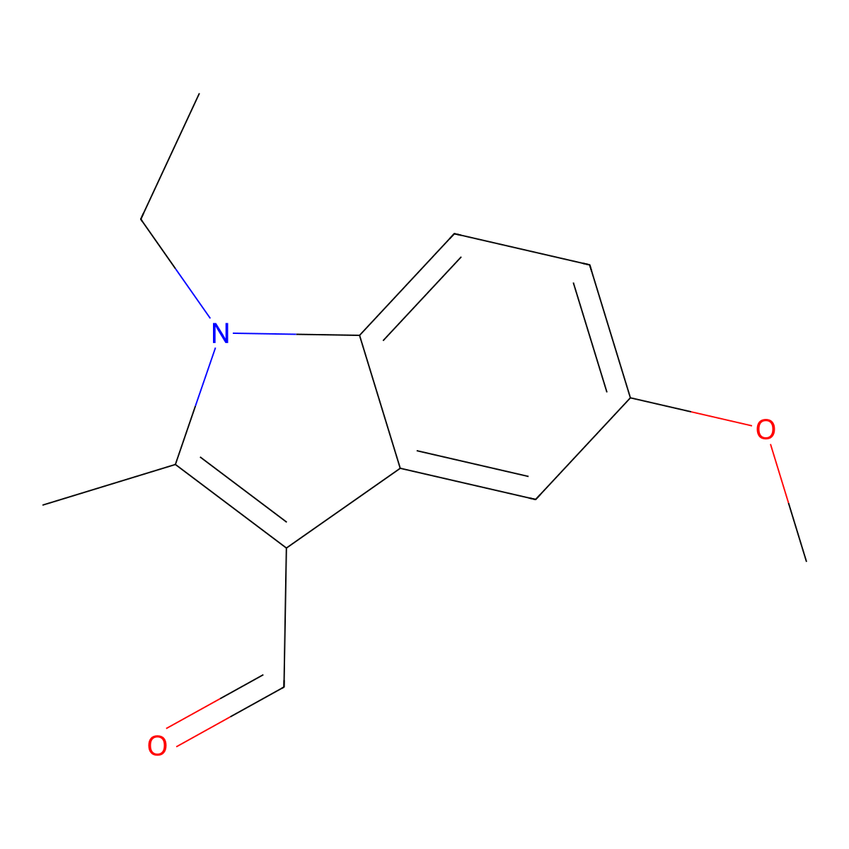 1-Ethyl-5-methoxy-2-methyl-1H-indole-3-carbaldehyde molecular structure, CAS 36149-66-3