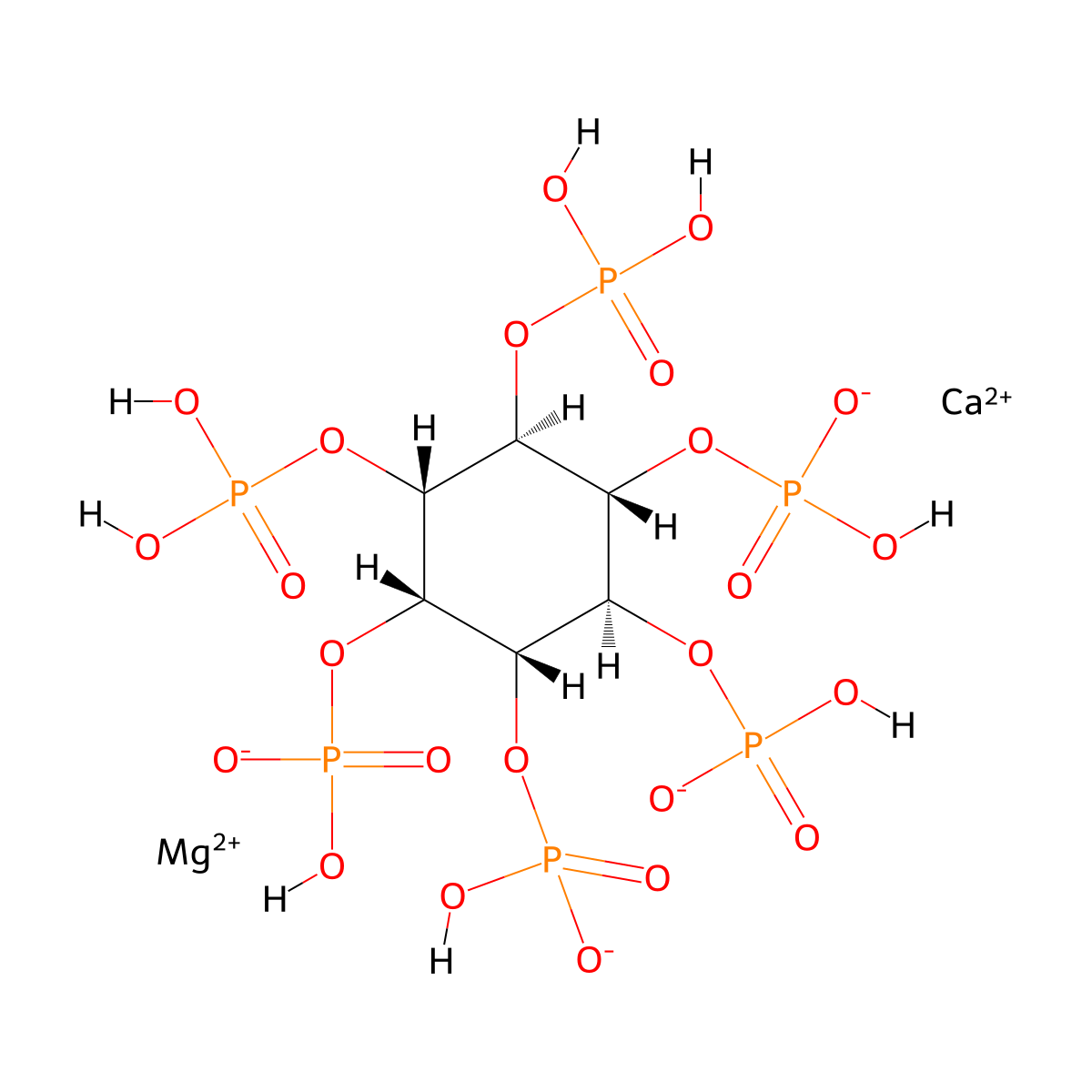 myo-Inositol, hexakis(dihydrogen phosphate), calcium magnesium salt molecular structure, CAS 3615-82-5