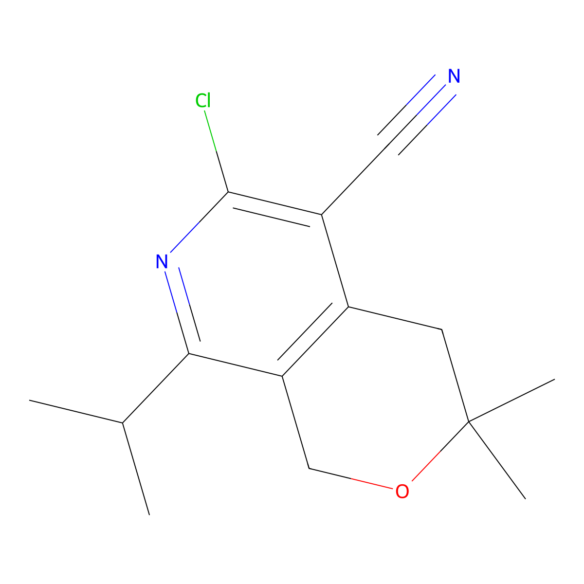 6-Chloro-8-isopropyl-3,3-dimethyl-3,4-dihydro-1H-pyrano[3,4-c]pyridine-5-carbonitrile molecular structure, CAS 361534-67-0