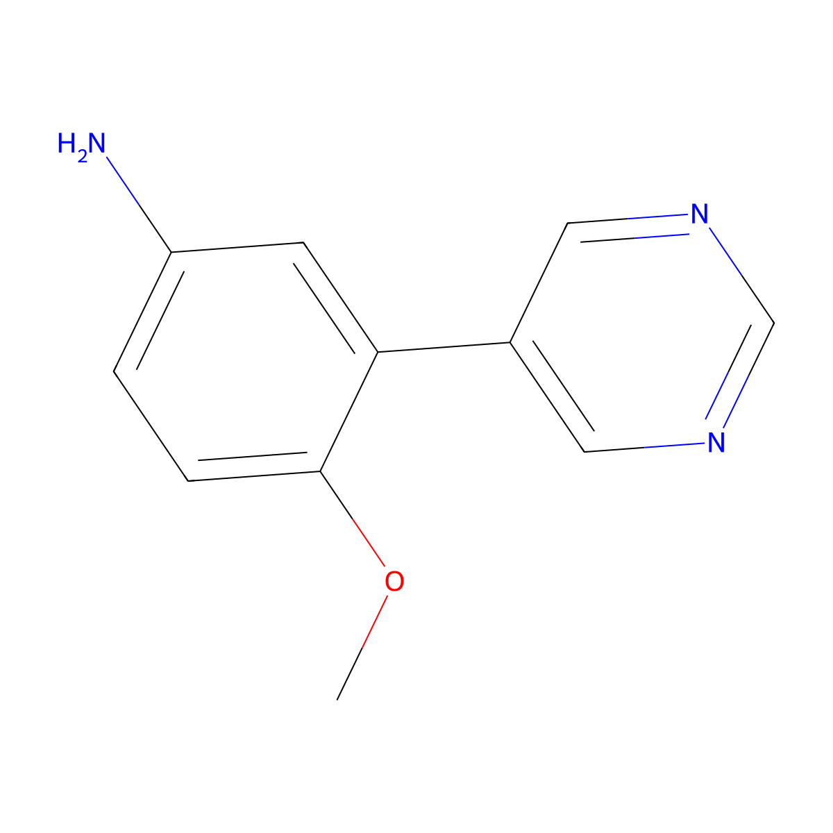 4-Methoxy-3-(pyrimidin-5-yl)aniline molecular structure, CAS 361549-93-1