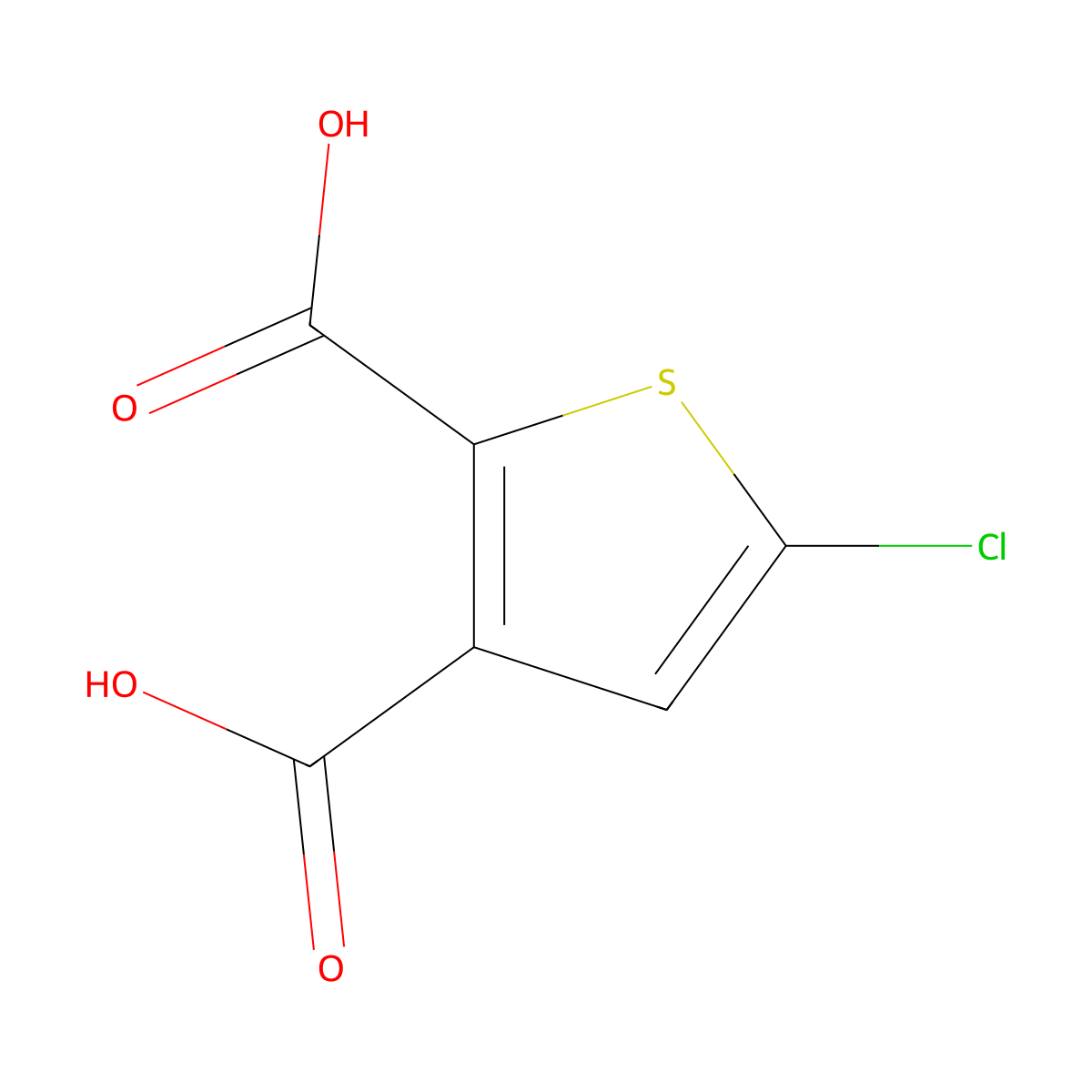 5-Chlorothiophene-2,3-dicarboxylic acid molecular structure, CAS 36157-45-6
