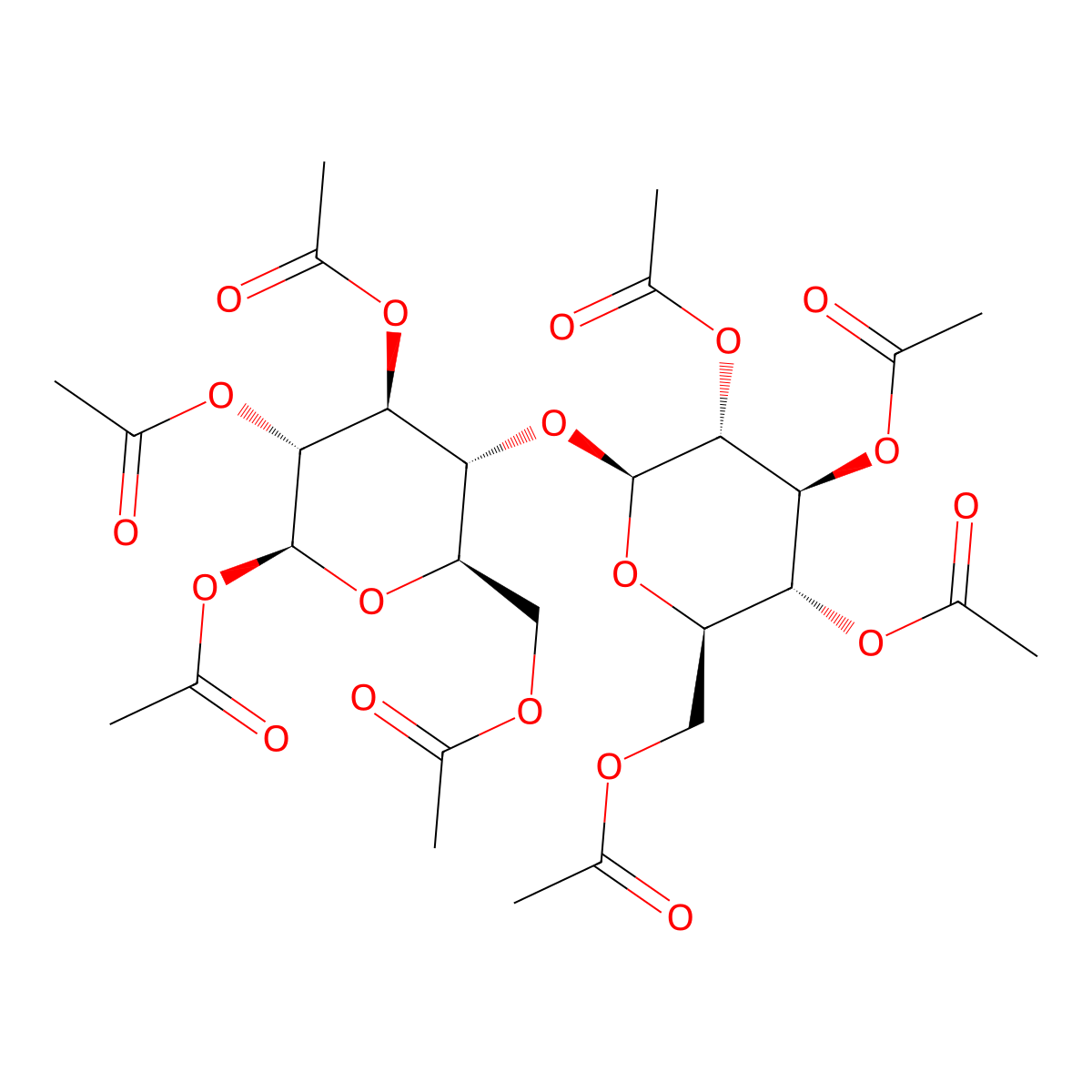 D-Glucopyranose, 4-O-(2,3,4,6-tetra-O-acetyl-beta-D-glucopyranosyl)-, tetraacetate molecular structure, CAS 3616-19-1