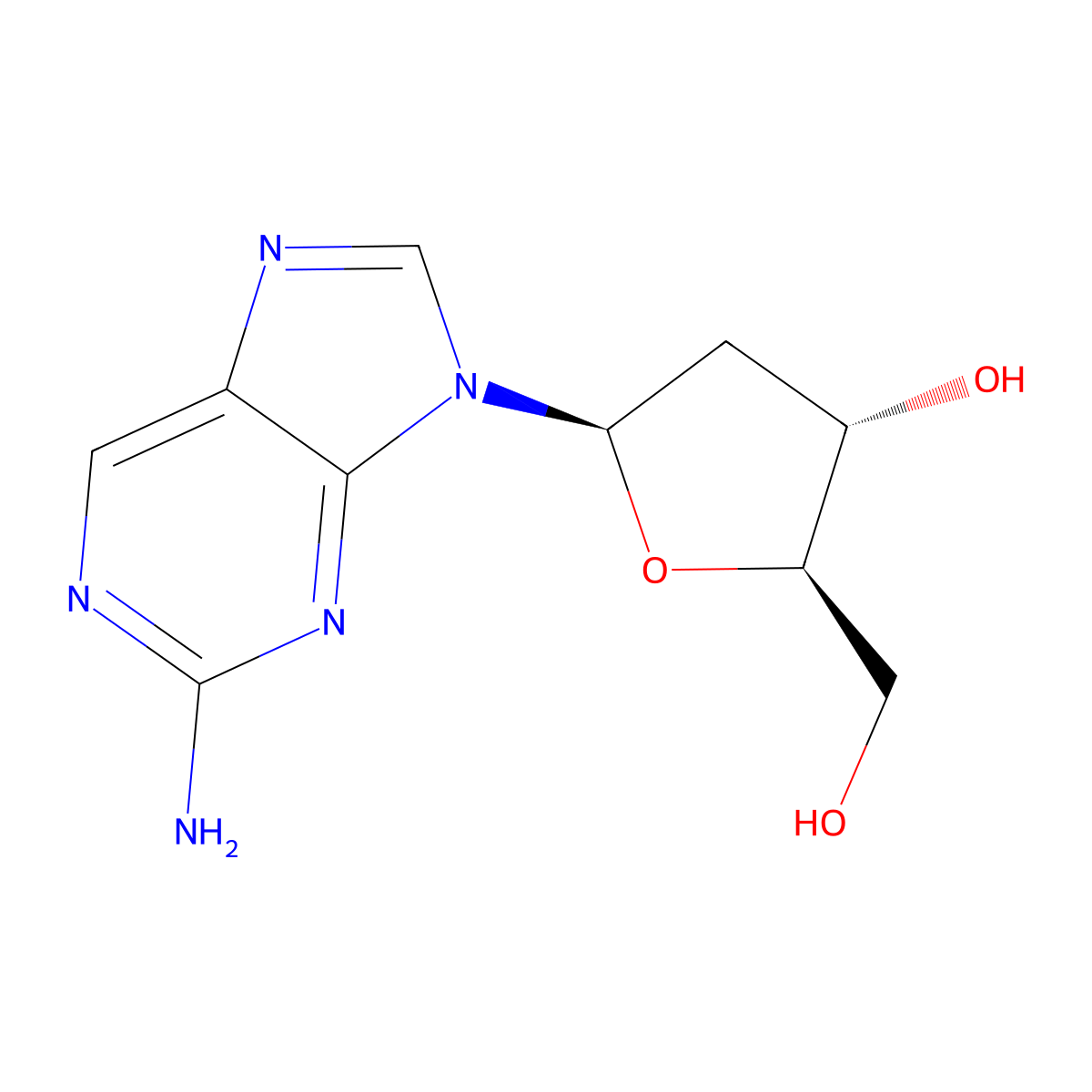 (2R,3S,5R)-5-(2-Amino-9H-purin-9-yl)-2-(hydroxymethyl)tetrahydrofuran-3-ol molecular structure, CAS 3616-24-8