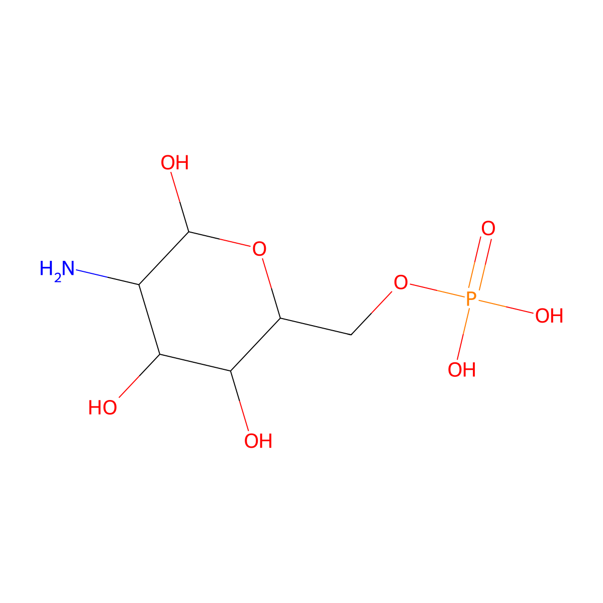 D-glucosamine 6-phosphate molecular structure, CAS 3616-42-0