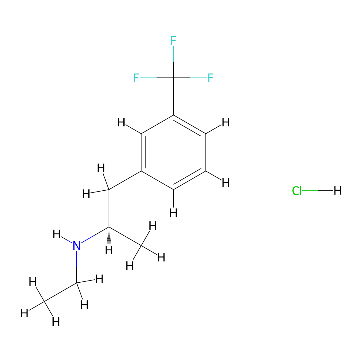 (-)-Fenfluramine hydrochloride molecular structure, CAS 3616-78-2