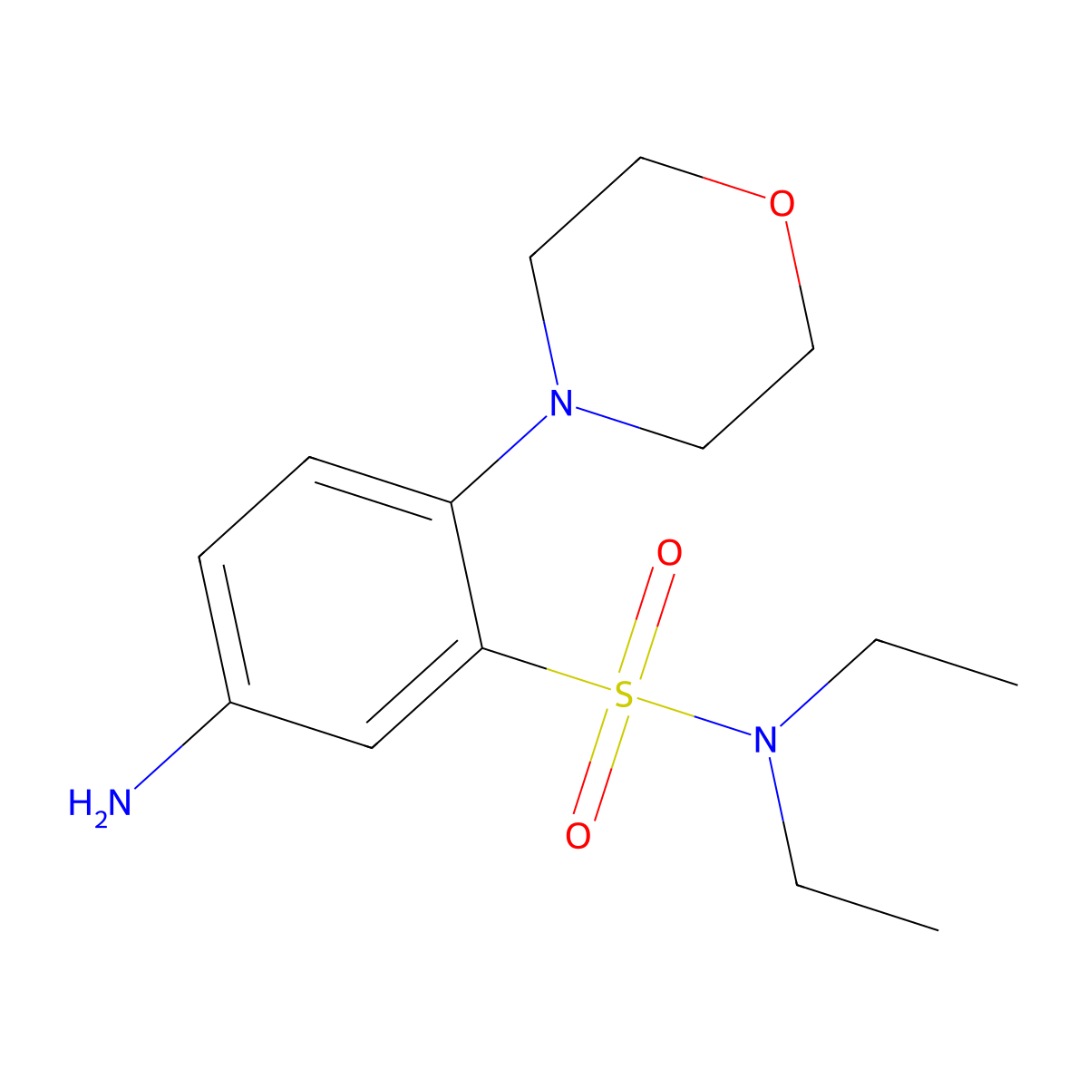 5-amino-N,N-diethyl-2-(morpholin-4-yl)benzene-1-sulfonamide molecular structure, CAS 36160-62-0