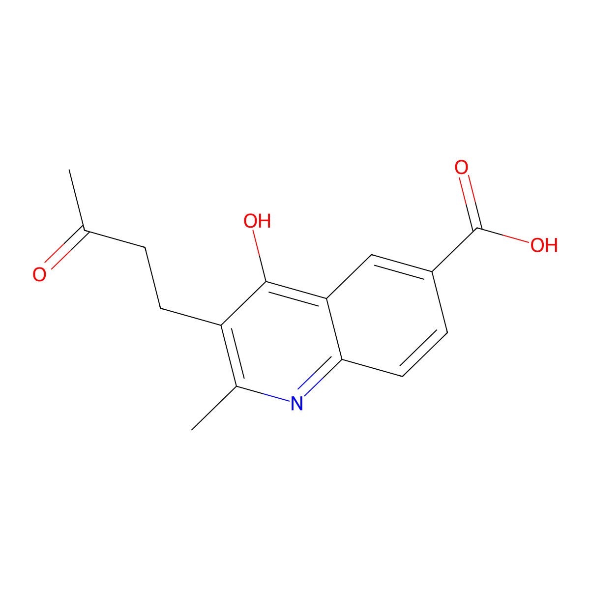 4-Hydroxy-2-methyl-3-(3-oxo-butyl)-quinoline-6-carboxylic acid molecular structure, CAS 36164-38-2