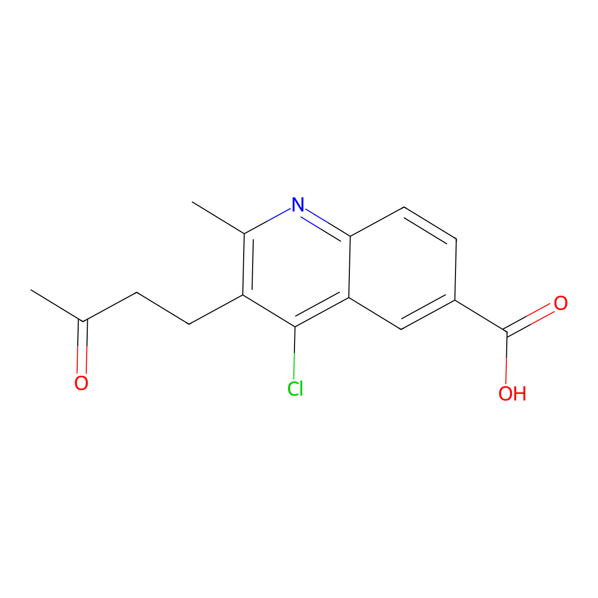 4-Chloro-2-methyl-3-(3-oxobutyl)quinoline-6-carboxylic acid molecular structure, CAS 36164-39-3