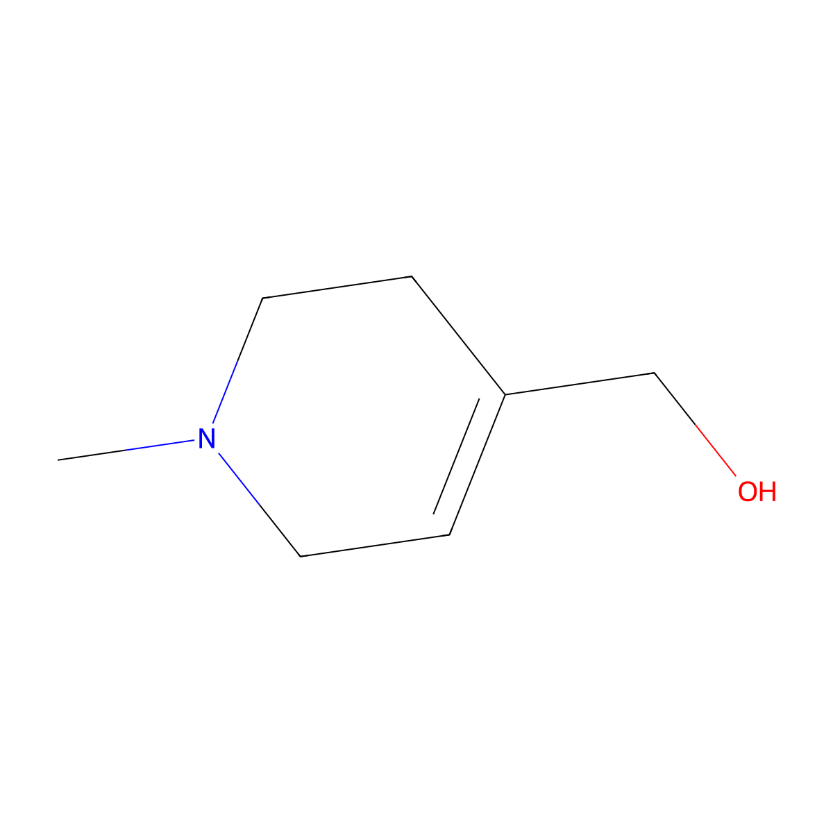 1,2,3,6-Tetrahydro-1-methylpyridine-4-methanol molecular structure, CAS 36166-75-3