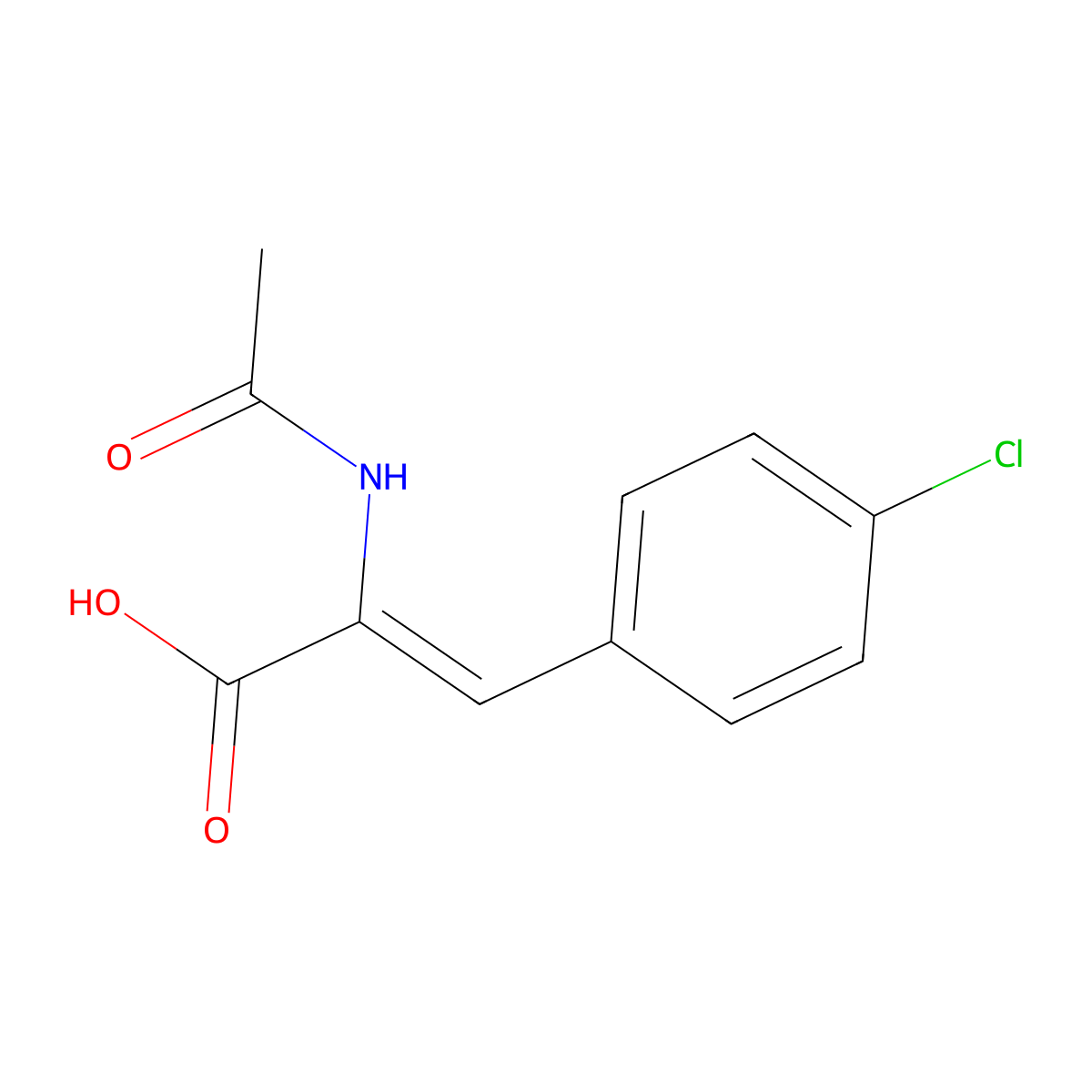 2-Acetamido-3-(4-chlorophenyl)acrylic acid molecular structure, CAS 3617-00-3