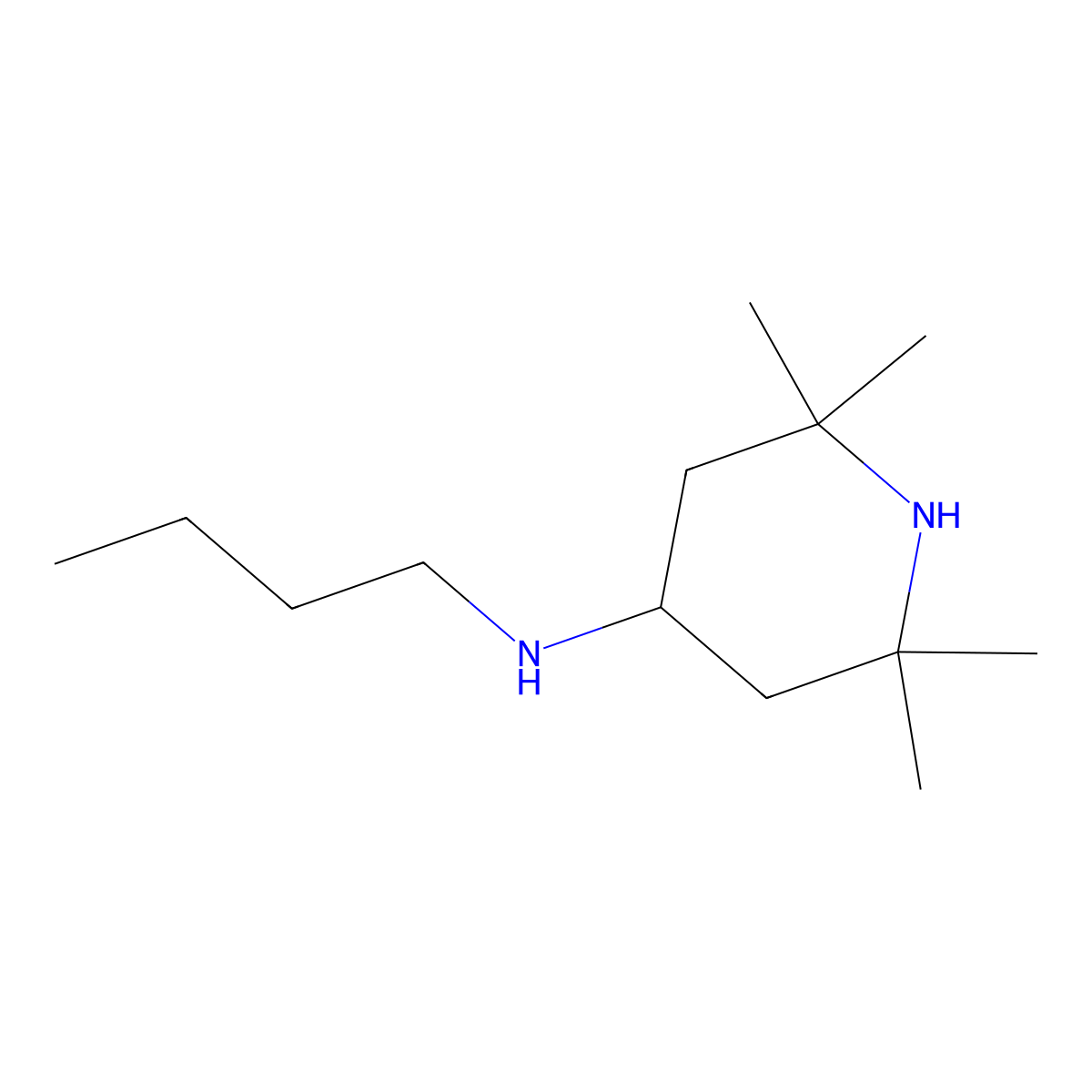 n-Butyl-2,2,6,6-tetramethyl-4-piperidinamine molecular structure, CAS 36177-92-1
