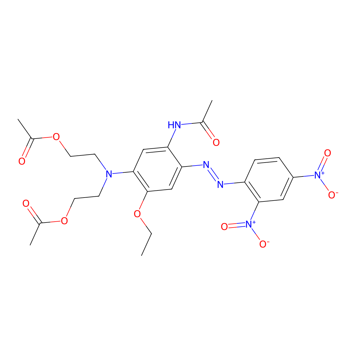 Acetamide, N-[5-[bis[2-(acetyloxy)ethyl]amino]-2-[2-(2,4-dinitrophenyl)diazenyl]-4-ethoxyphenyl]- molecular structure, CAS 3618-65-3