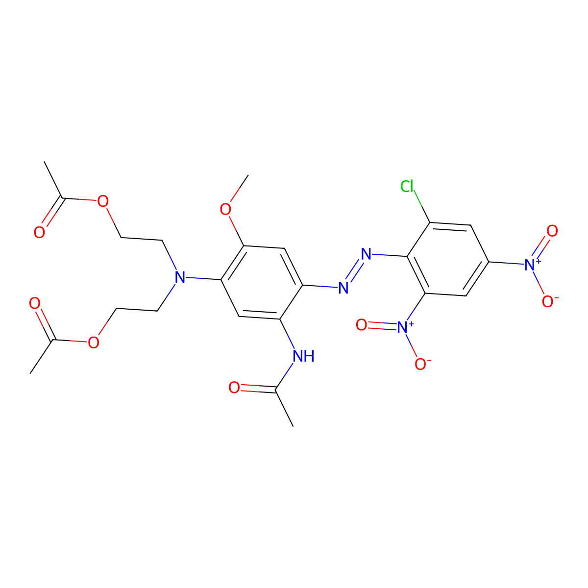 Acetamide, N-[5-[bis[2-(acetyloxy)ethyl]amino]-2-[2-(2-chloro-4,6-dinitrophenyl)diazenyl]-4-methoxyphenyl]- molecular structure, CAS 3618-73-3
