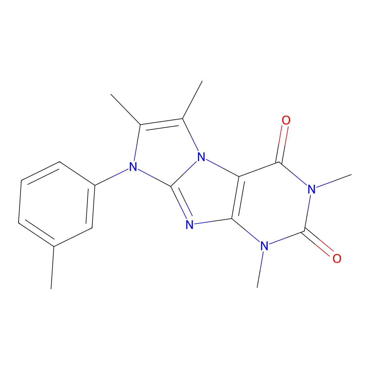 1,3,6,7-tetramethyl-8-(m-tolyl)-1H-imidazo[2,1-f]purine-2,4(3H,8H)-dione molecular structure, CAS 36183-86-5