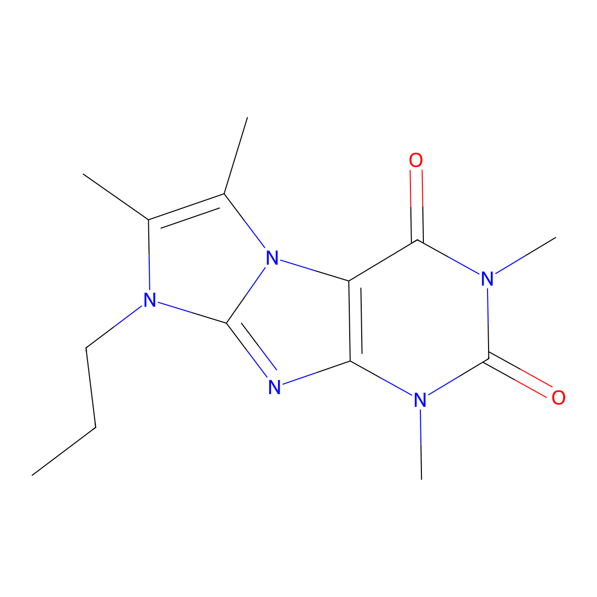 1,3,6,7-tetramethyl-8-propyl-1H-imidazo[2,1-f]purine-2,4(3H,8H)-dione molecular structure, CAS 36183-91-2