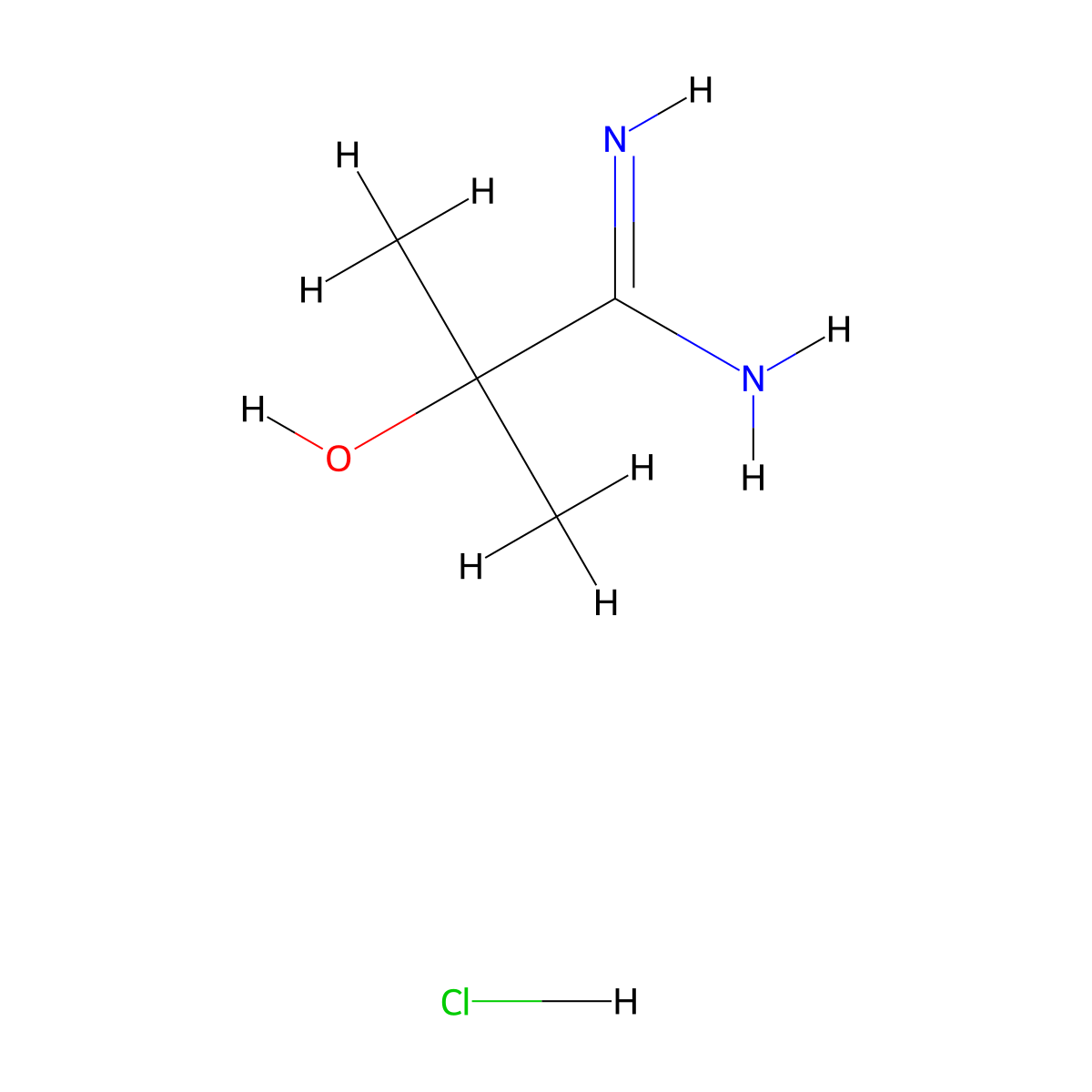 2-Hydroxy-2-methylpropanimidamide hydrochloride molecular structure, CAS 3619-62-3