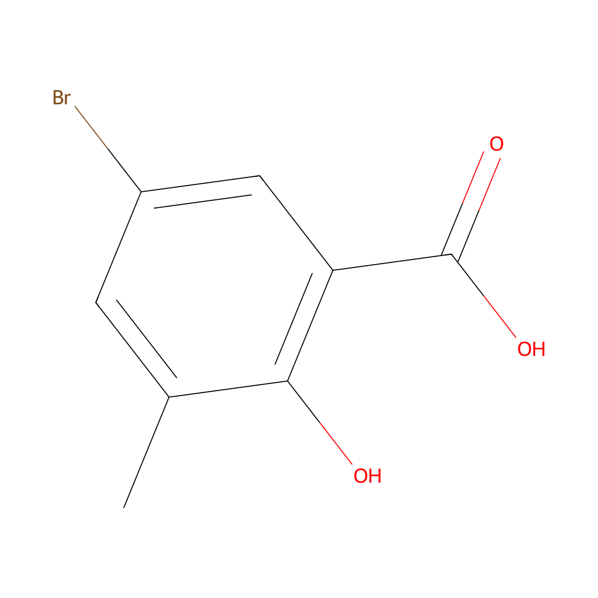 5-Bromo-2-hydroxy-3-methylbenzoic acid molecular structure, CAS 36194-82-8