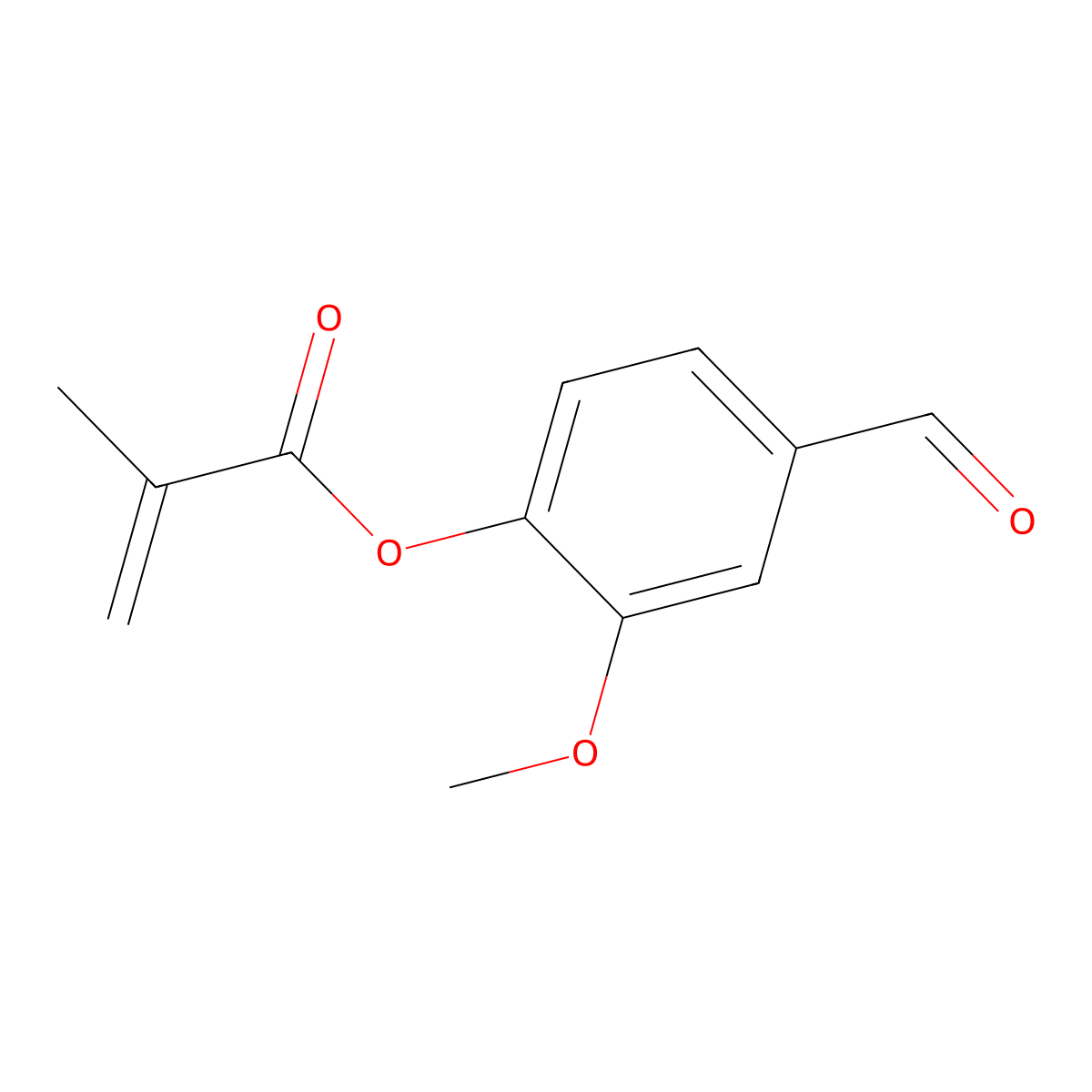 2-Propenoic acid, 2-methyl-, 4-formyl-2-methoxyphenyl ester molecular structure, CAS 36195-34-3