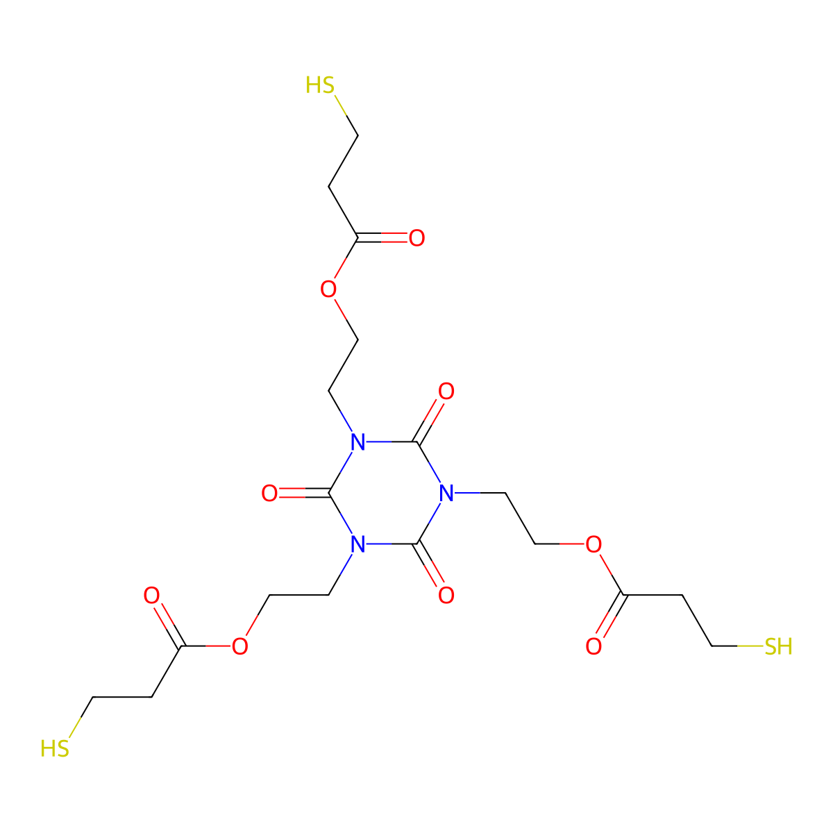 Propanoic acid, 3-mercapto-, 1,1',1''-((2,4,6-trioxo-1,3,5-triazine-1,3,5(2H,4H,6H)-triyl)tri-2,1-ethanediyl) ester molecular structure, CAS 36196-44-8