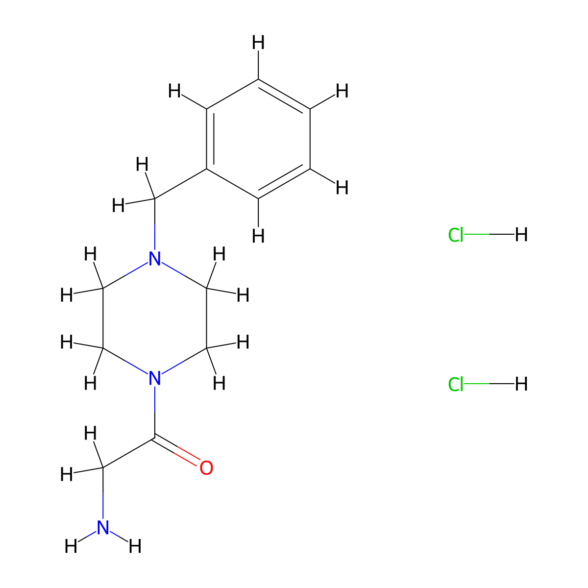 2-Amino-1-(4-benzylpiperazin-1-yl)ethan-1-one--hydrogen chloride (1/2) molecular structure, CAS 361979-30-8