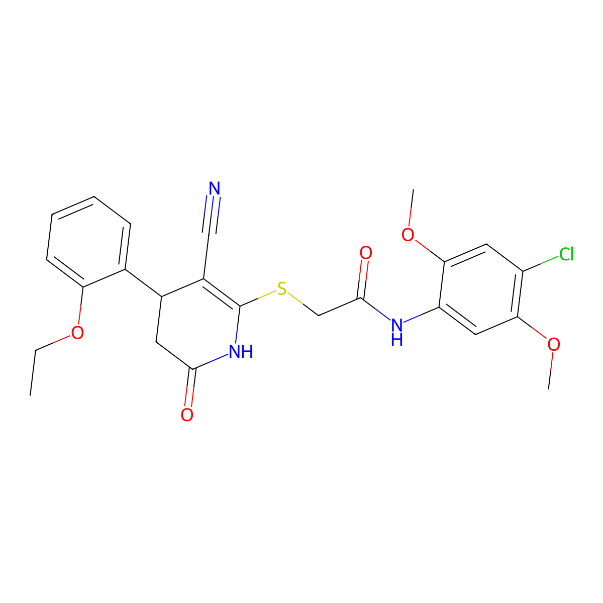 N-(4-chloro-2,5-dimethoxyphenyl)-2-{[3-cyano-4-(2-ethoxyphenyl)-6-oxo-1,4,5,6-tetrahydropyridin-2-yl]sulfanyl}acetamide molecular structure, CAS 361980-61-2